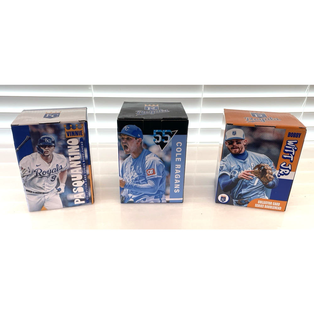 Kansas City Royals Collector Series Bobblehead Set-Vinnie, Ragans, Witt Jr.-NIB